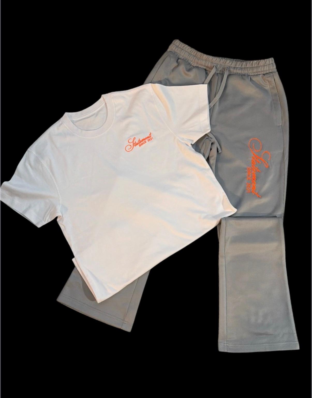 Statement Flared and Stacked Track Pants Orange