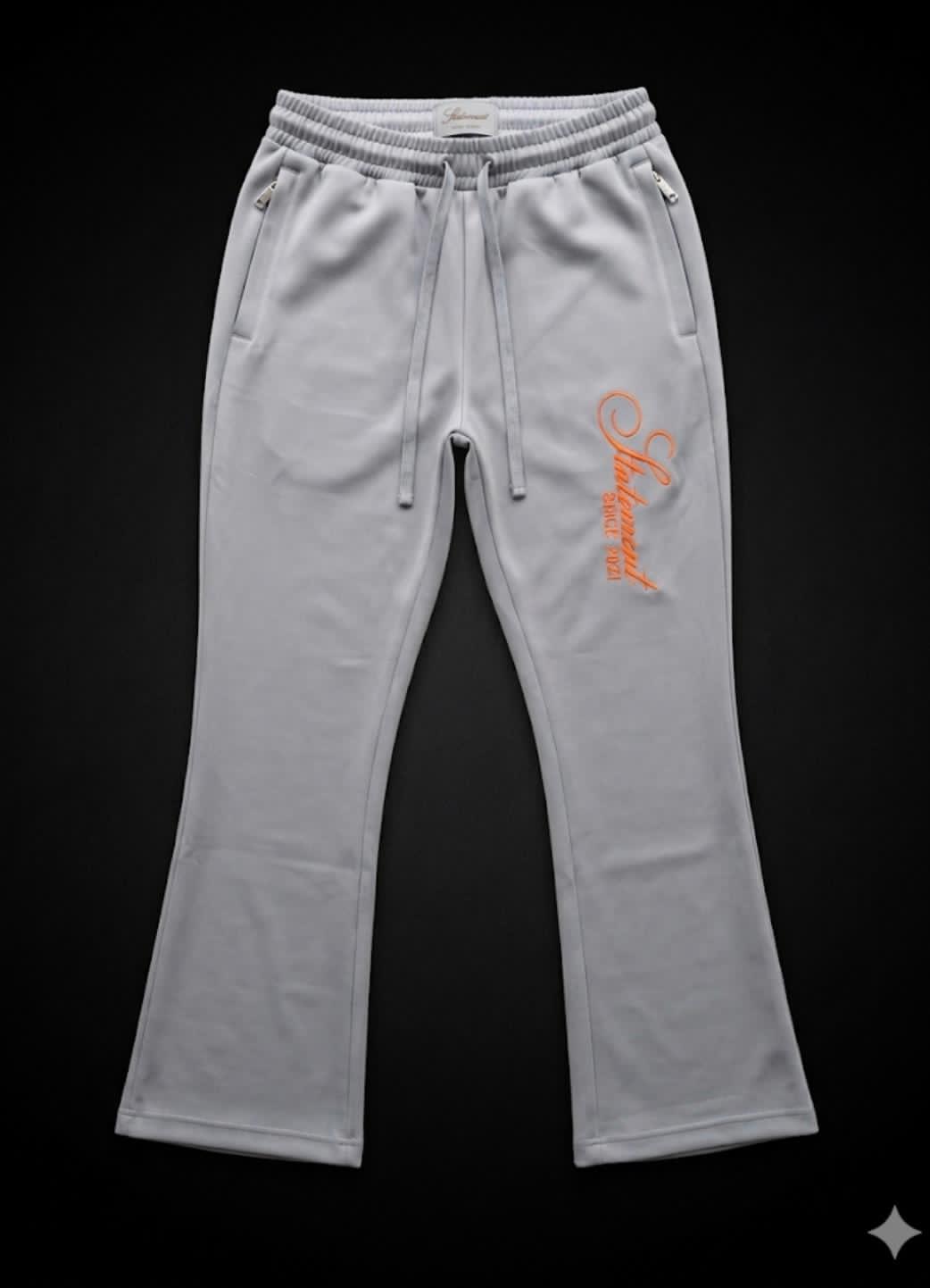 Statement Flared and Stacked Track Pants Orange