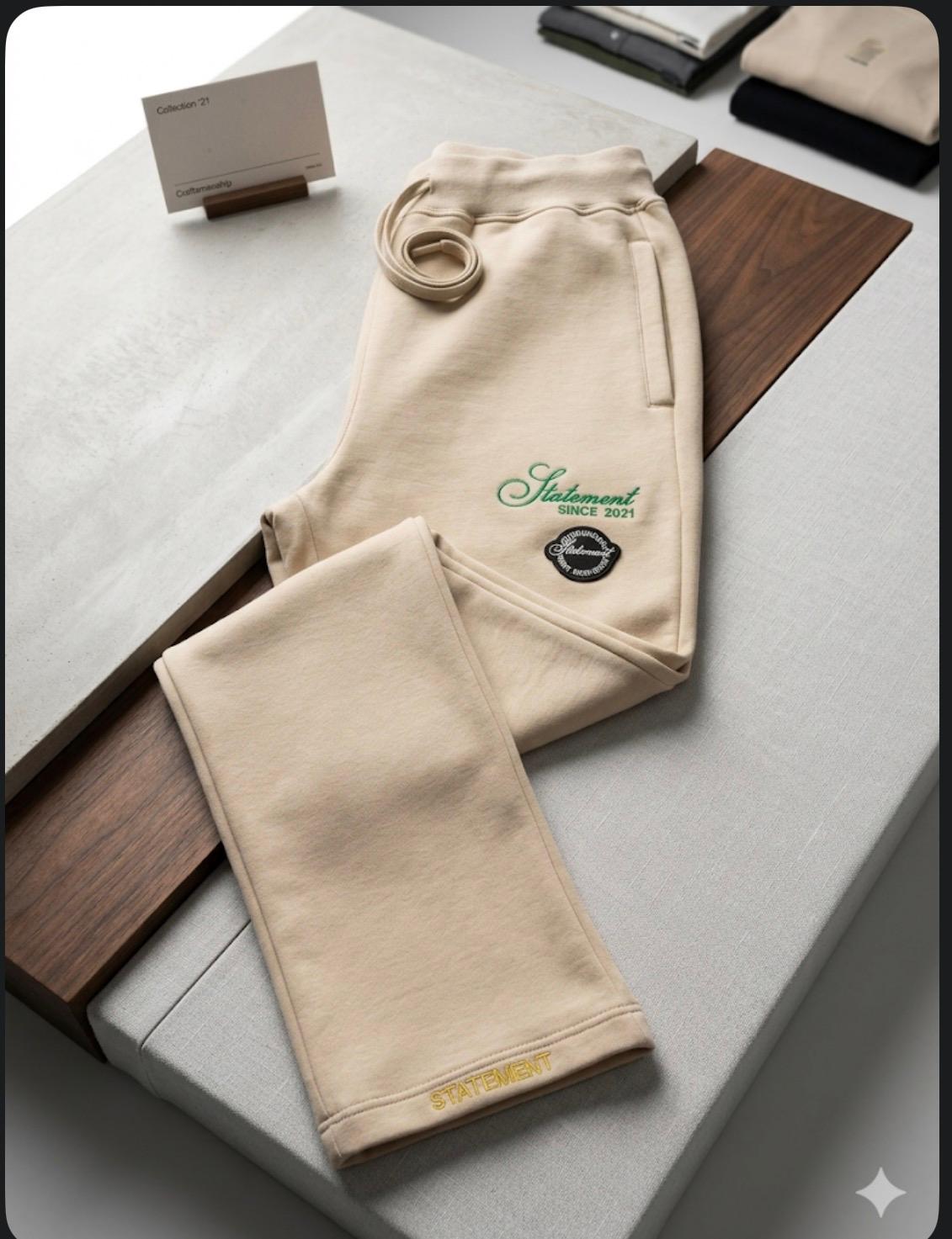 Tan and Green Sweatsuit.