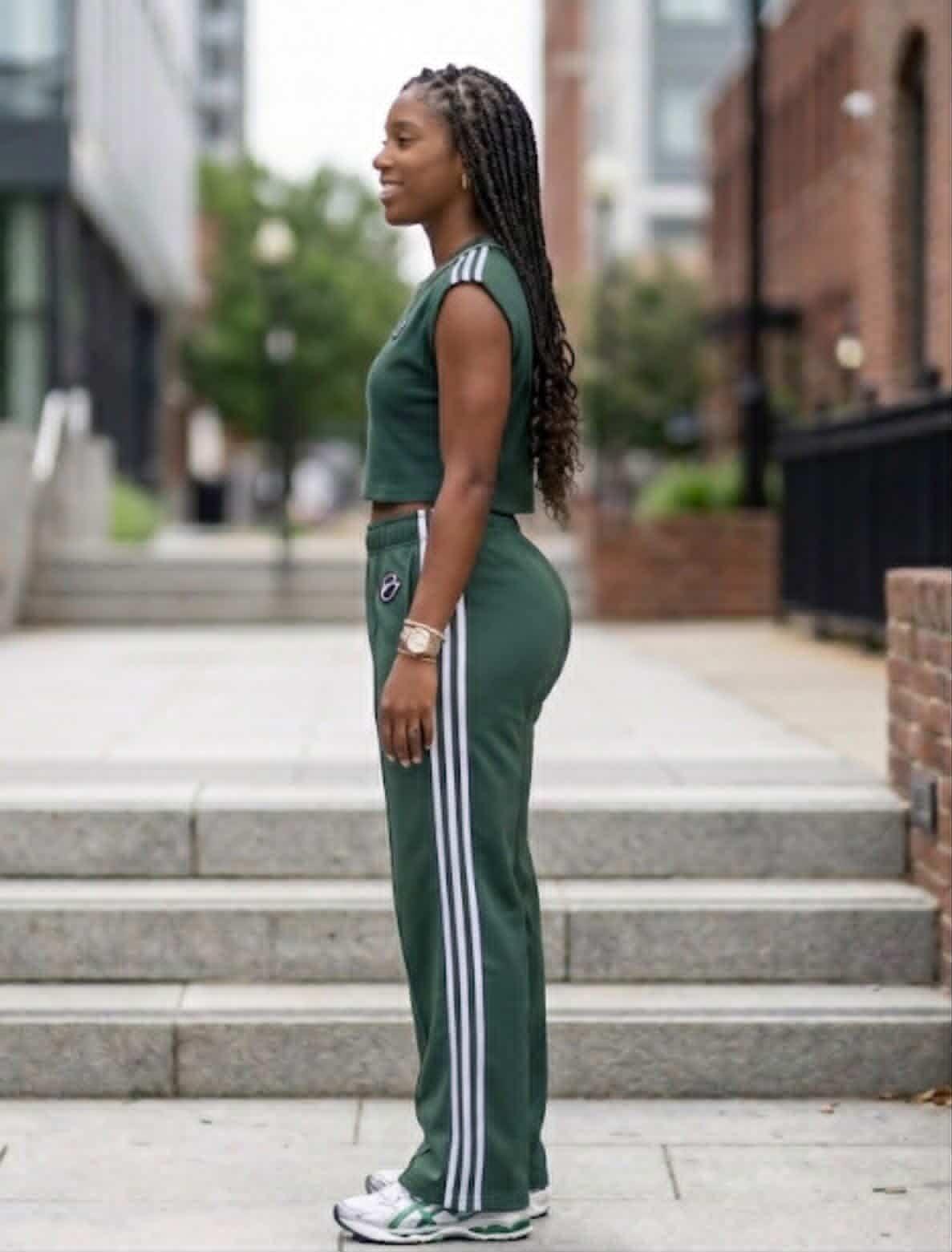 Statement 2 piece Stripe Crop Top Set Green